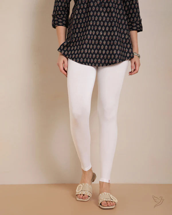Bamboo Modal Ankle Legging - White