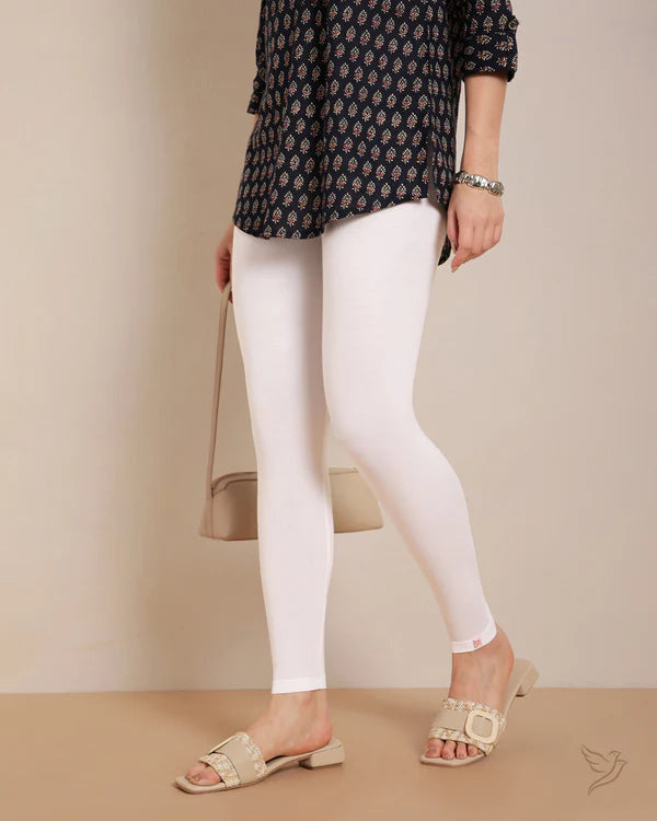 Bamboo Modal Ankle Legging - White