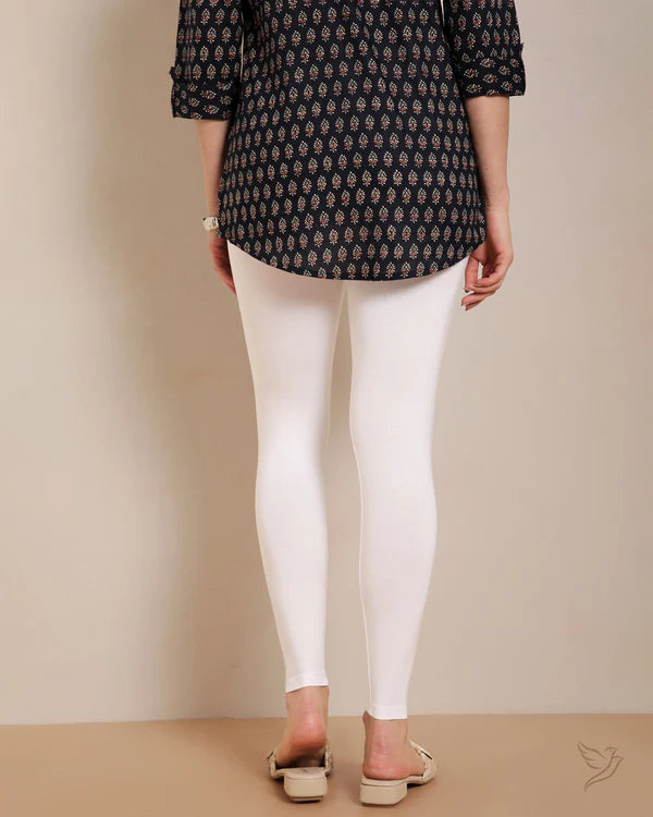 Bamboo Modal Ankle Legging - White