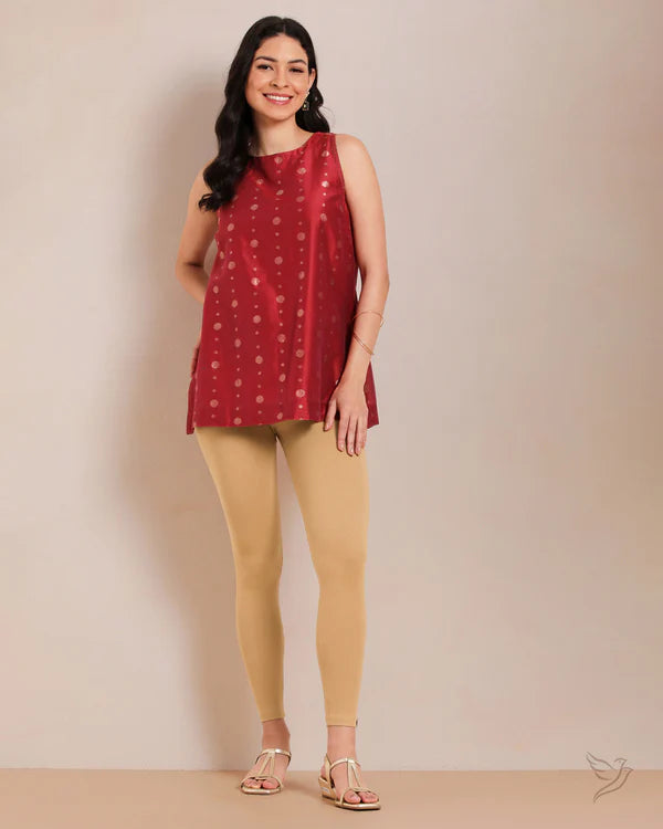 Cotton Ankle Legging - Caramel Custard