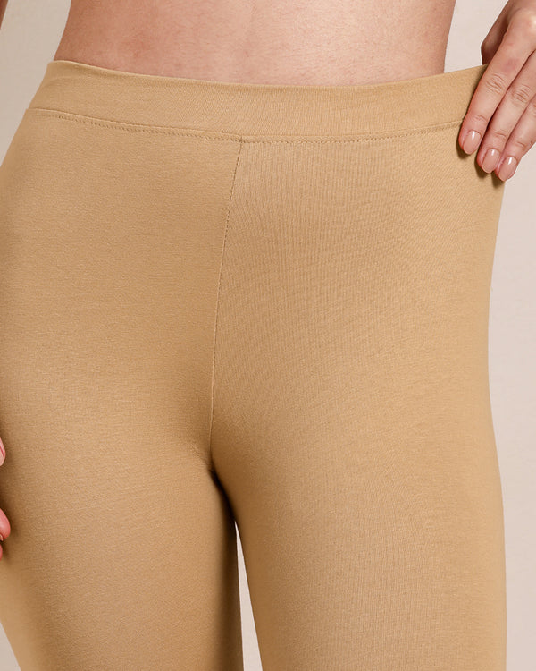 Cotton Ankle Legging - Caramel Custard