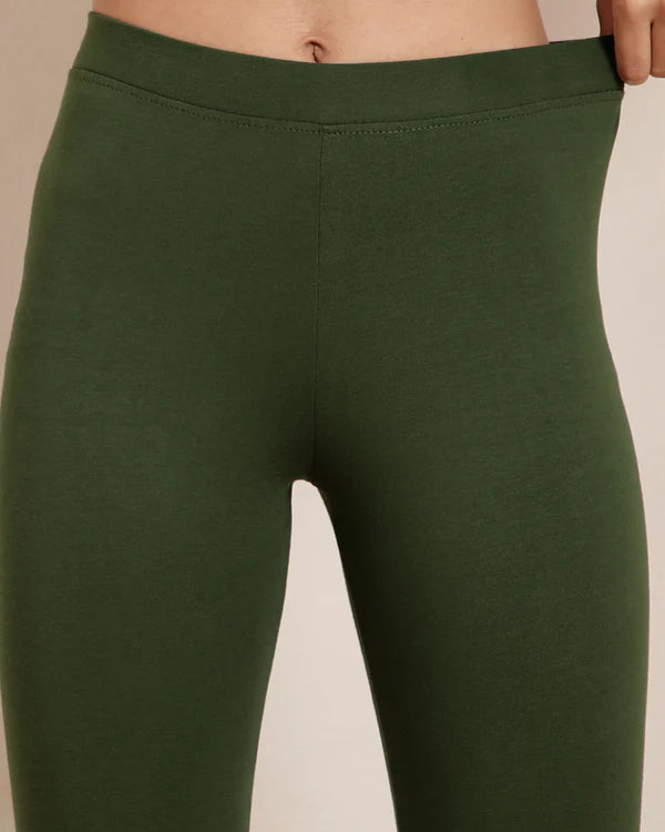 Cotton Ankle Legging - Green Tree